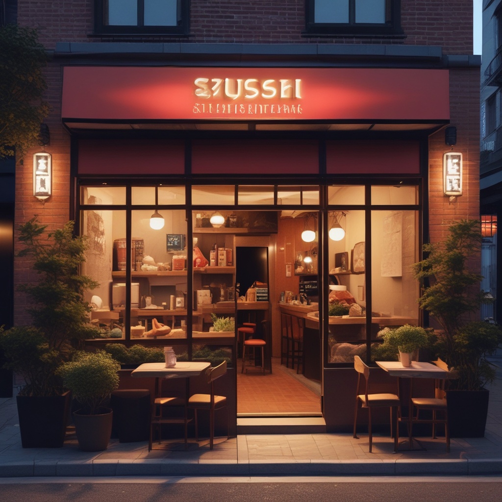 A cozy sushi restaurant front