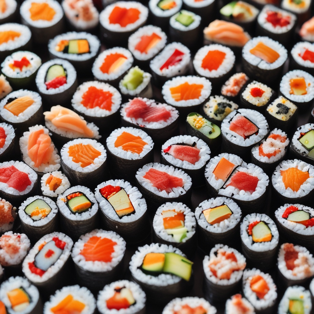 Sushi rolls with various fillings